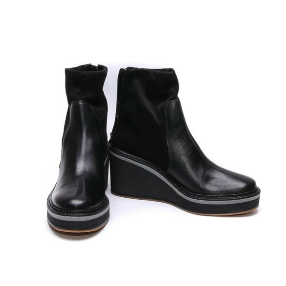 Sanji Platform Wedge Leather Boots 